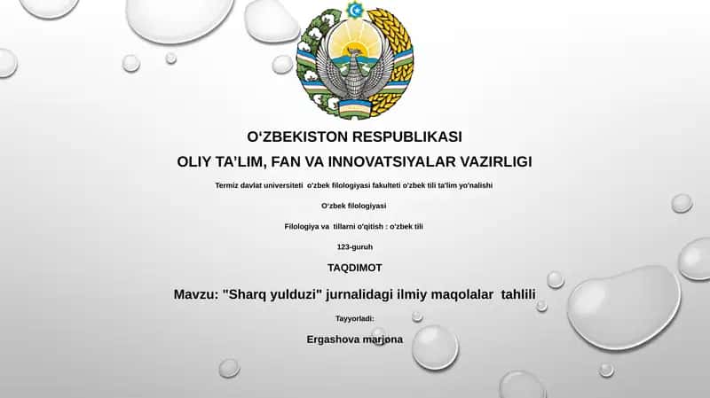 "Sharq yulduzi" jurnalidagi ilmiy maqolalar tahlili