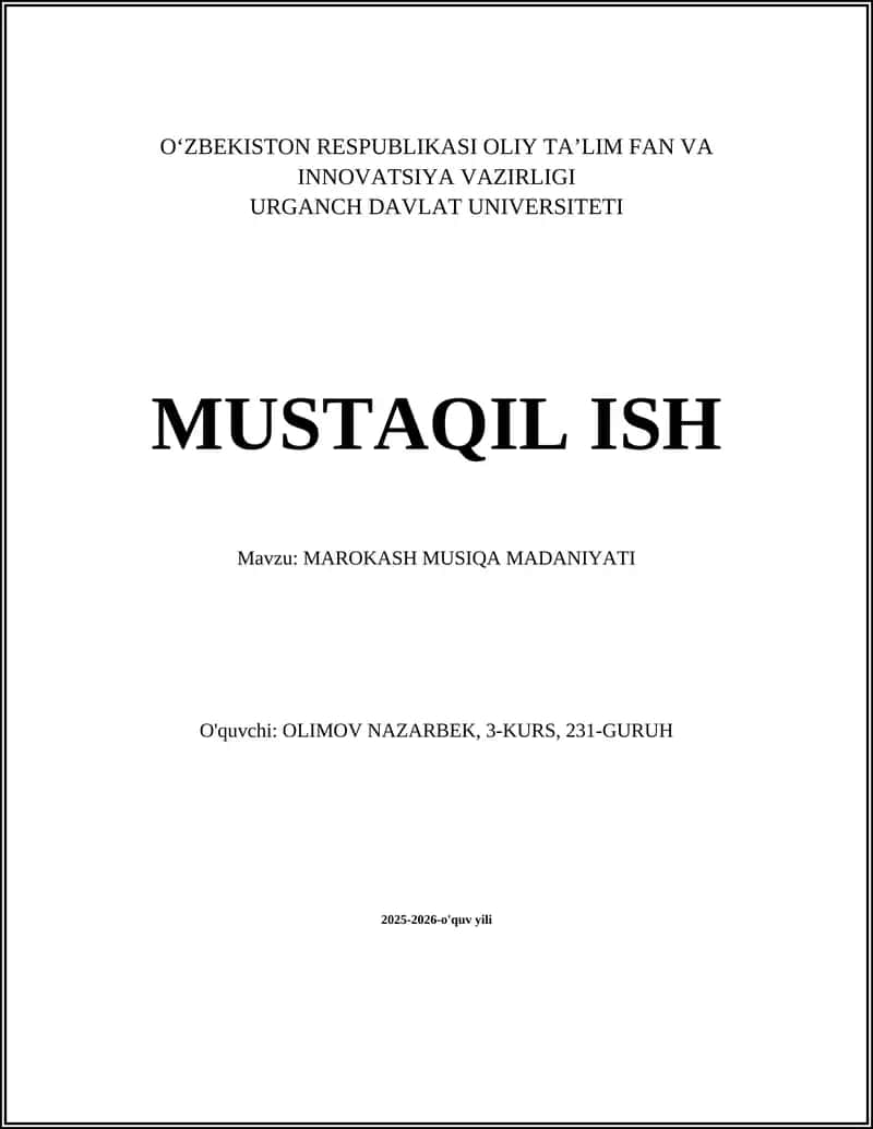 MAROKASH MUSIQA MADANIYATI