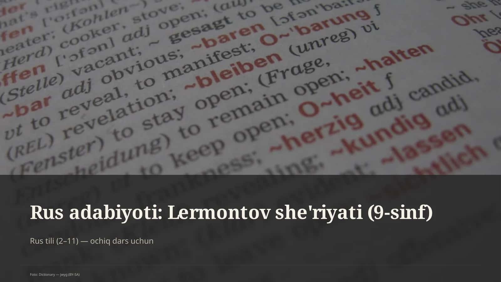 Lermontov she'riyati (9-sinf)