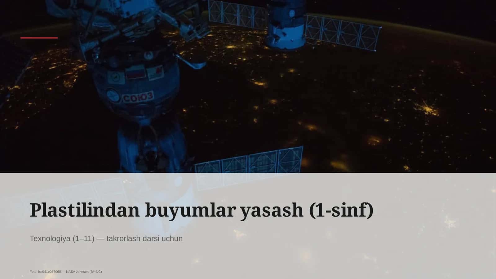 Plastilindan buyumlar yasash (1-sinf)