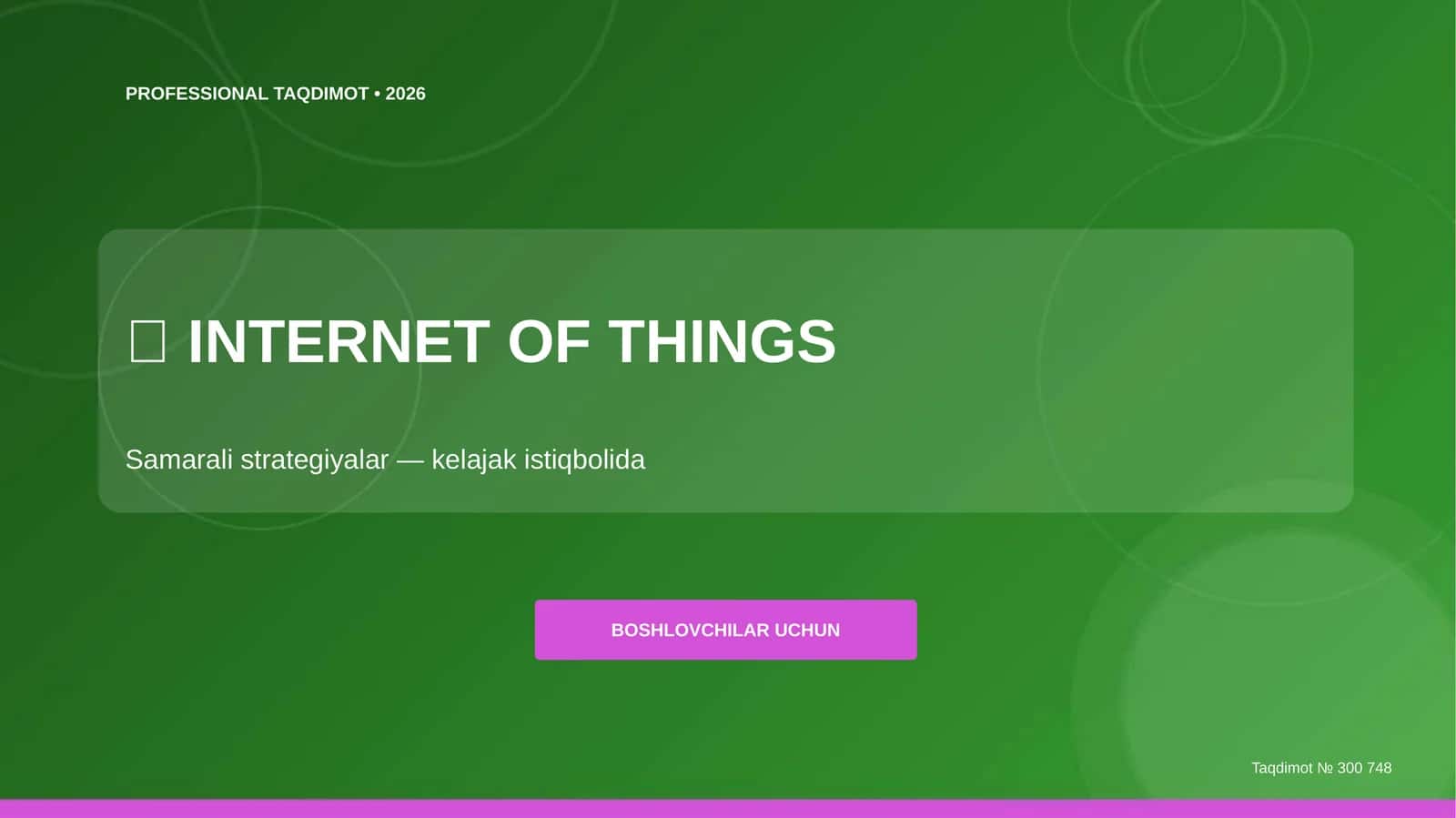 Internet of Things: Samarali strategiyalar