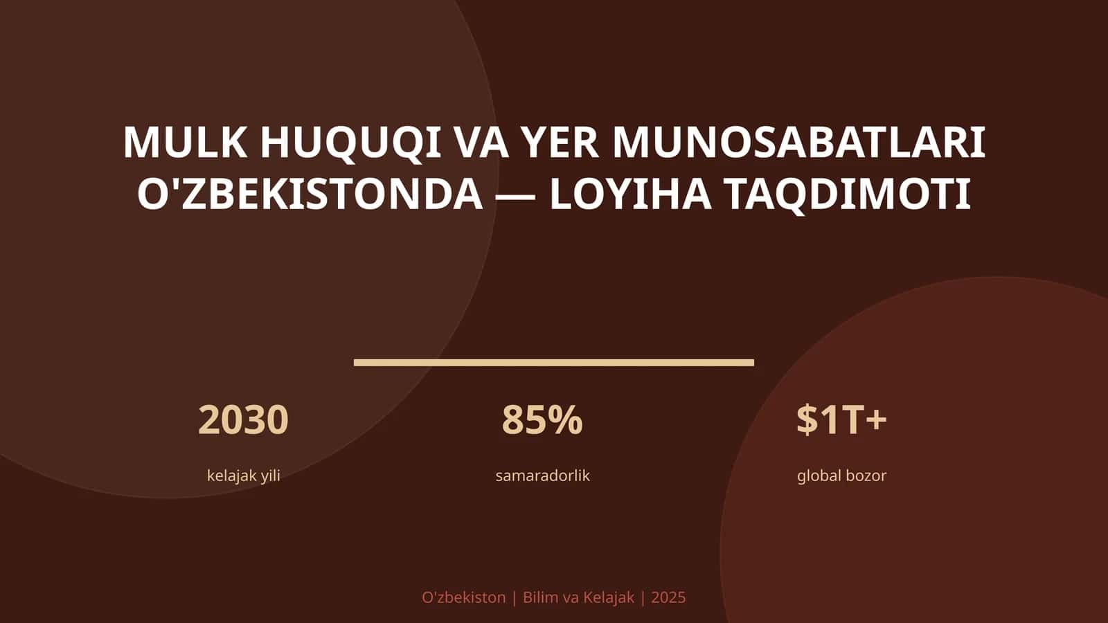 Mulk huquqi va yer munosabatlari O'zbekistonda — loyiha taqdimoti