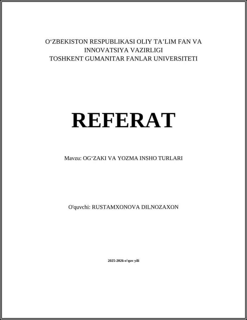 OGʻZAKI VA YOZMA INSHO TURLARI