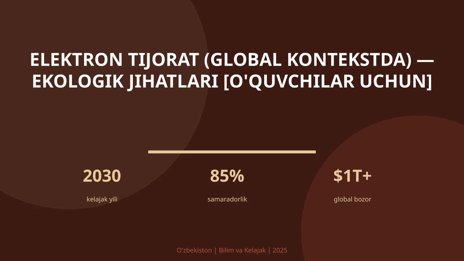 Elektron tijorat (global kontekstda) — ekologik jihatlari [o'quvchilar uchun]