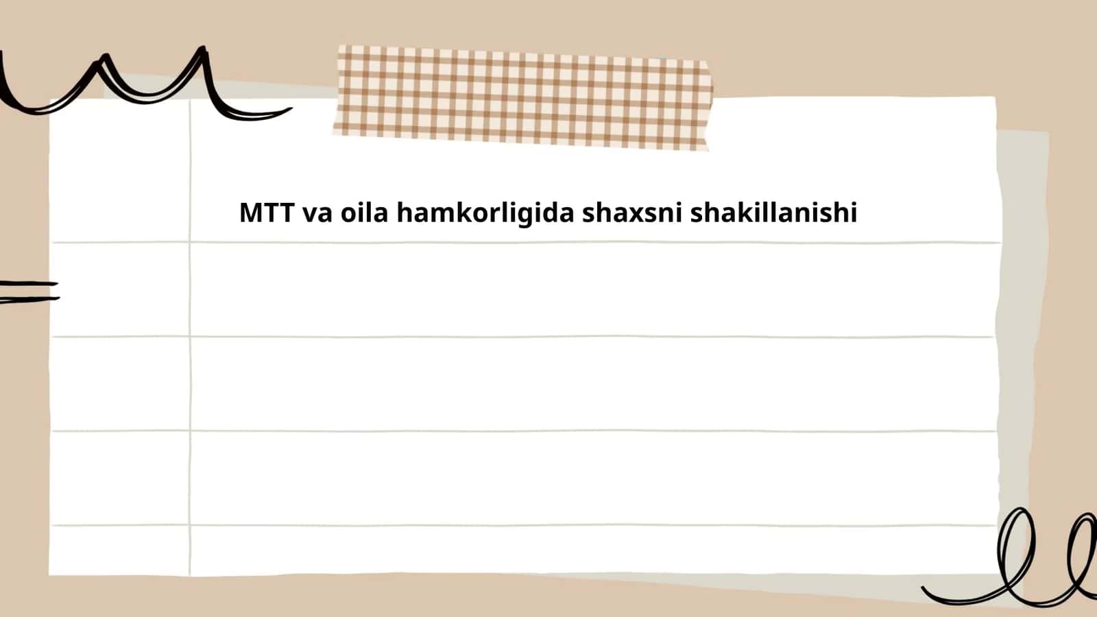 MTT va oila hamkorligida shaxsni shakillanishi