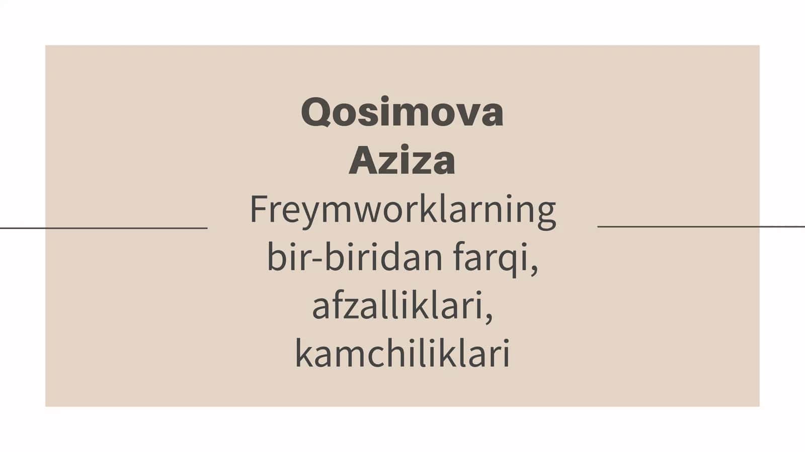 Freymworklarning Bir-biridan Farqi