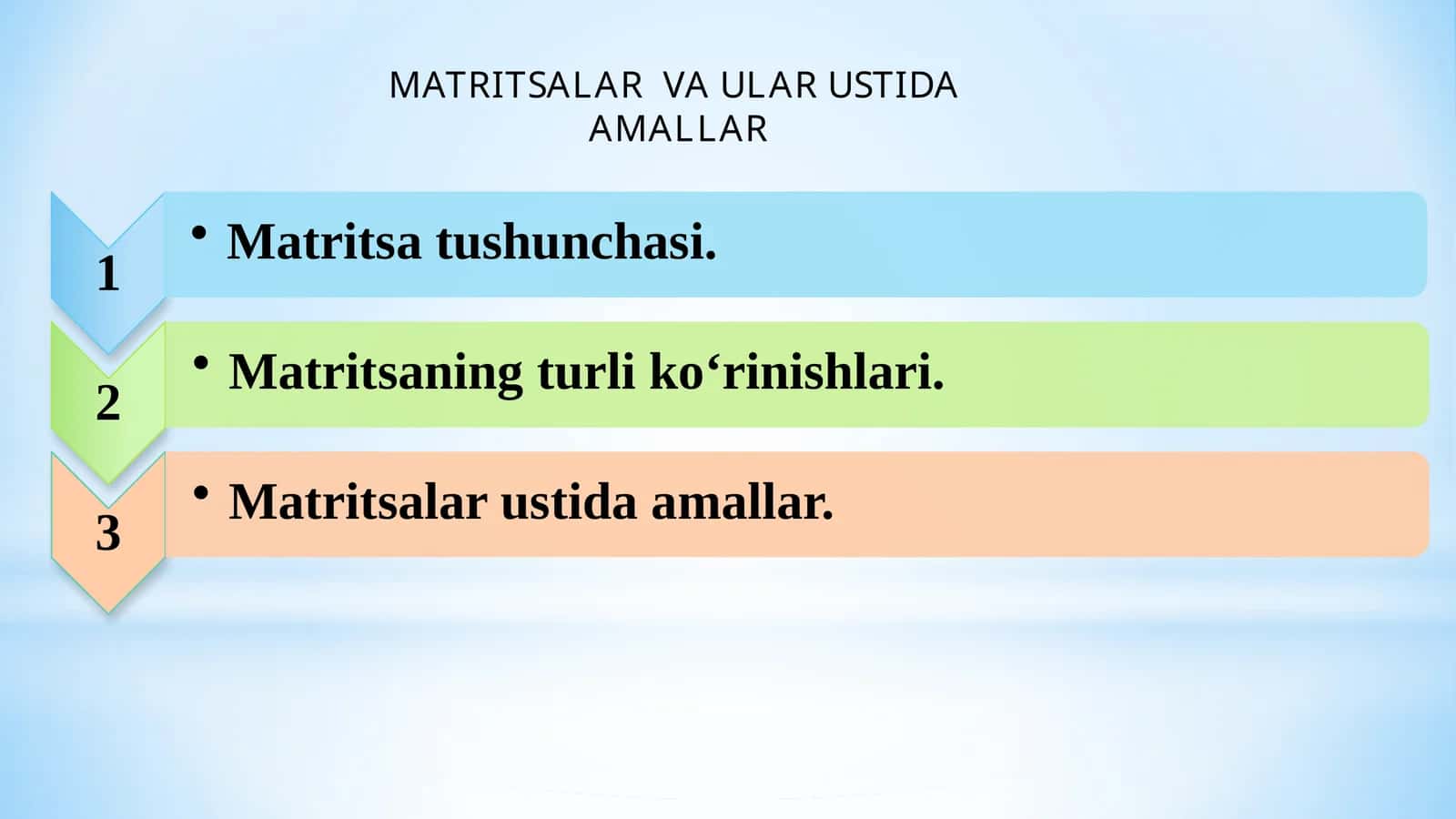 MATRITSALAR VA ULAR USTIDA AMALLAR