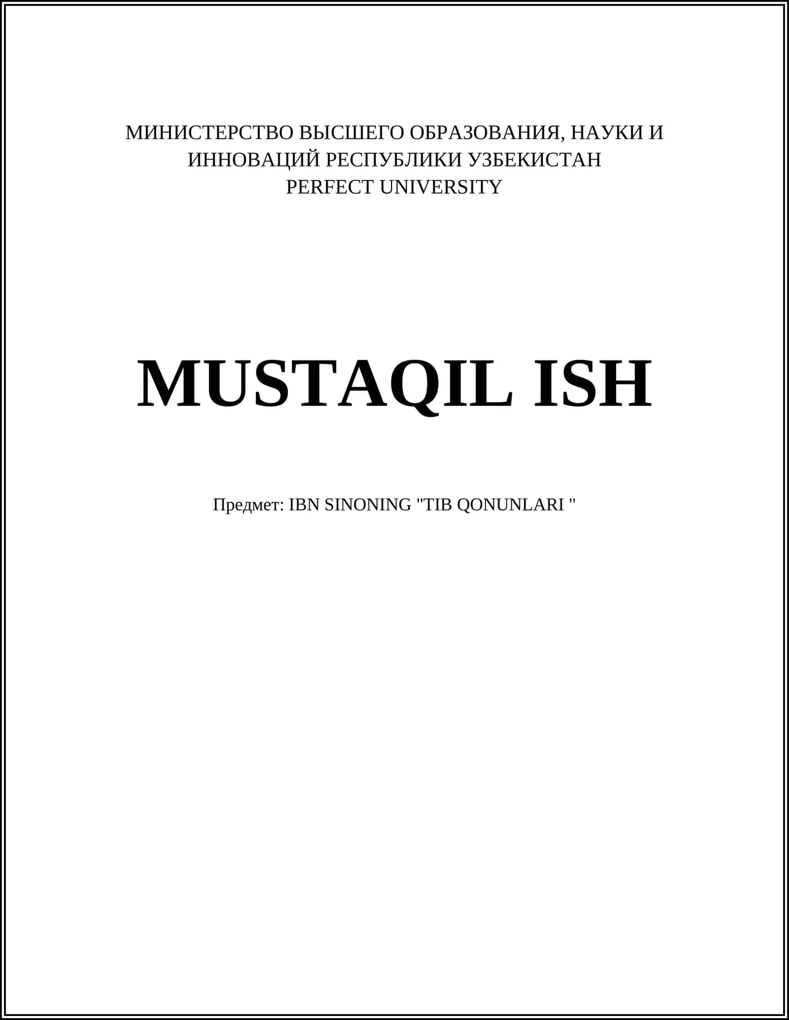 IBN SINONING "TIB QONUNLARI "
