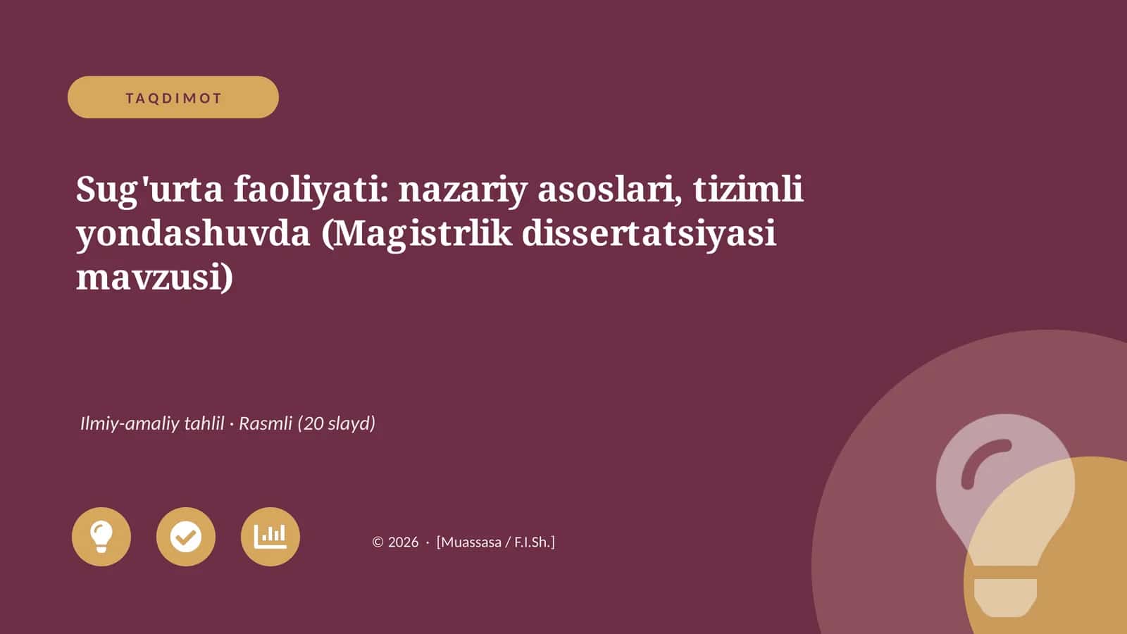 Sug'urta faoliyati: nazariy asoslari, tizimli yondashuvda (Magistrlik dissertatsiyasi mavzusi)