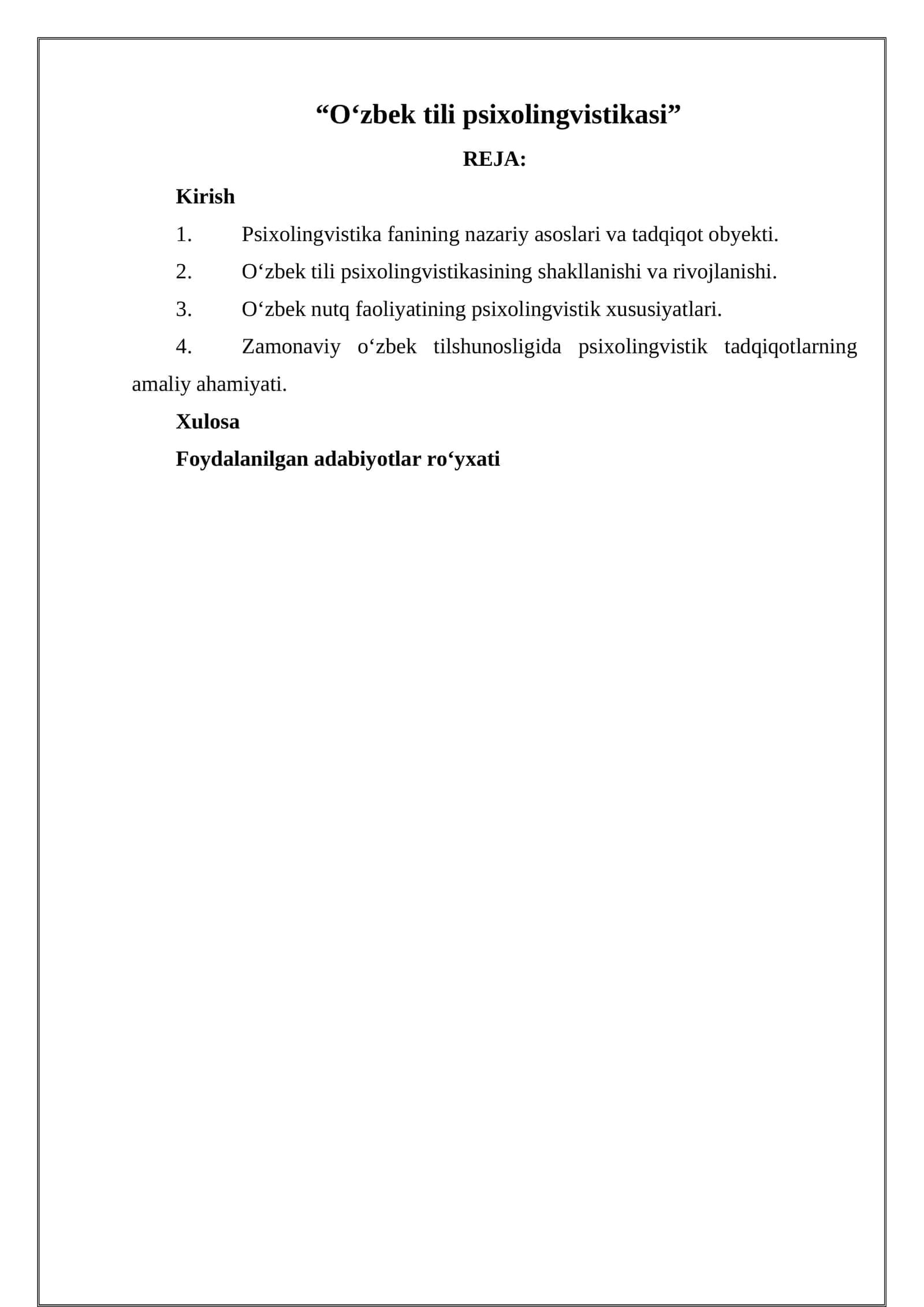 O‘zbek tili psixolingvistikasi