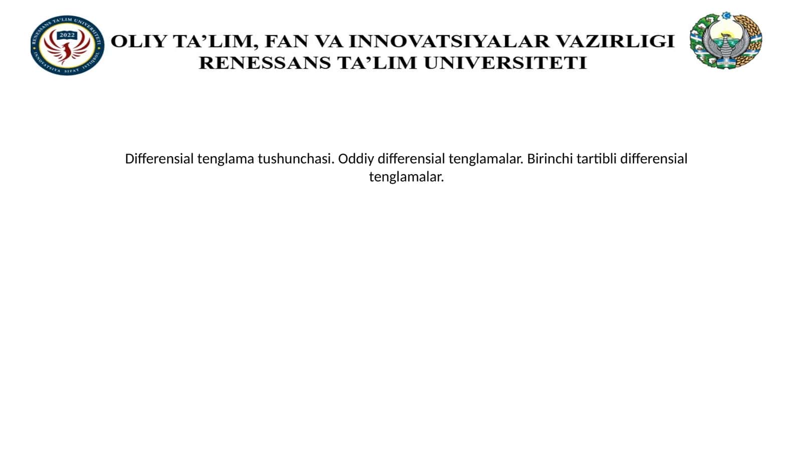 Differensial tenglama tushunchasi