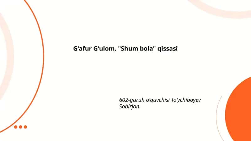 "Shum bola" qissasi