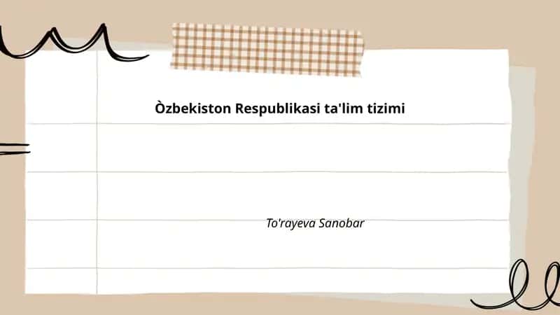 Oʻzbekiston Respublikasi ta'lim tizimi