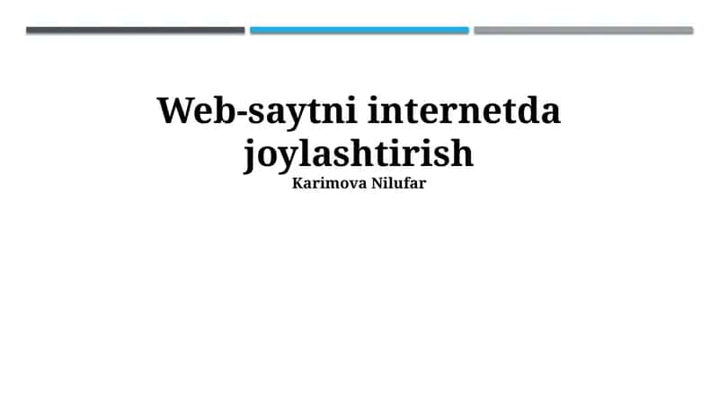 Veb-saytni internetda joylashtirish