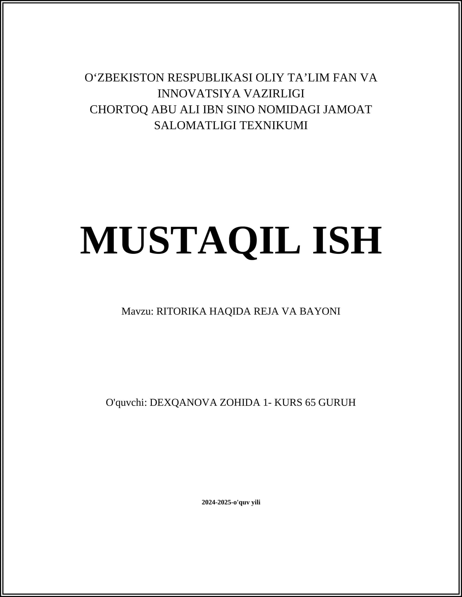 RITORIKA HAQIDA REJA VA BAYONI