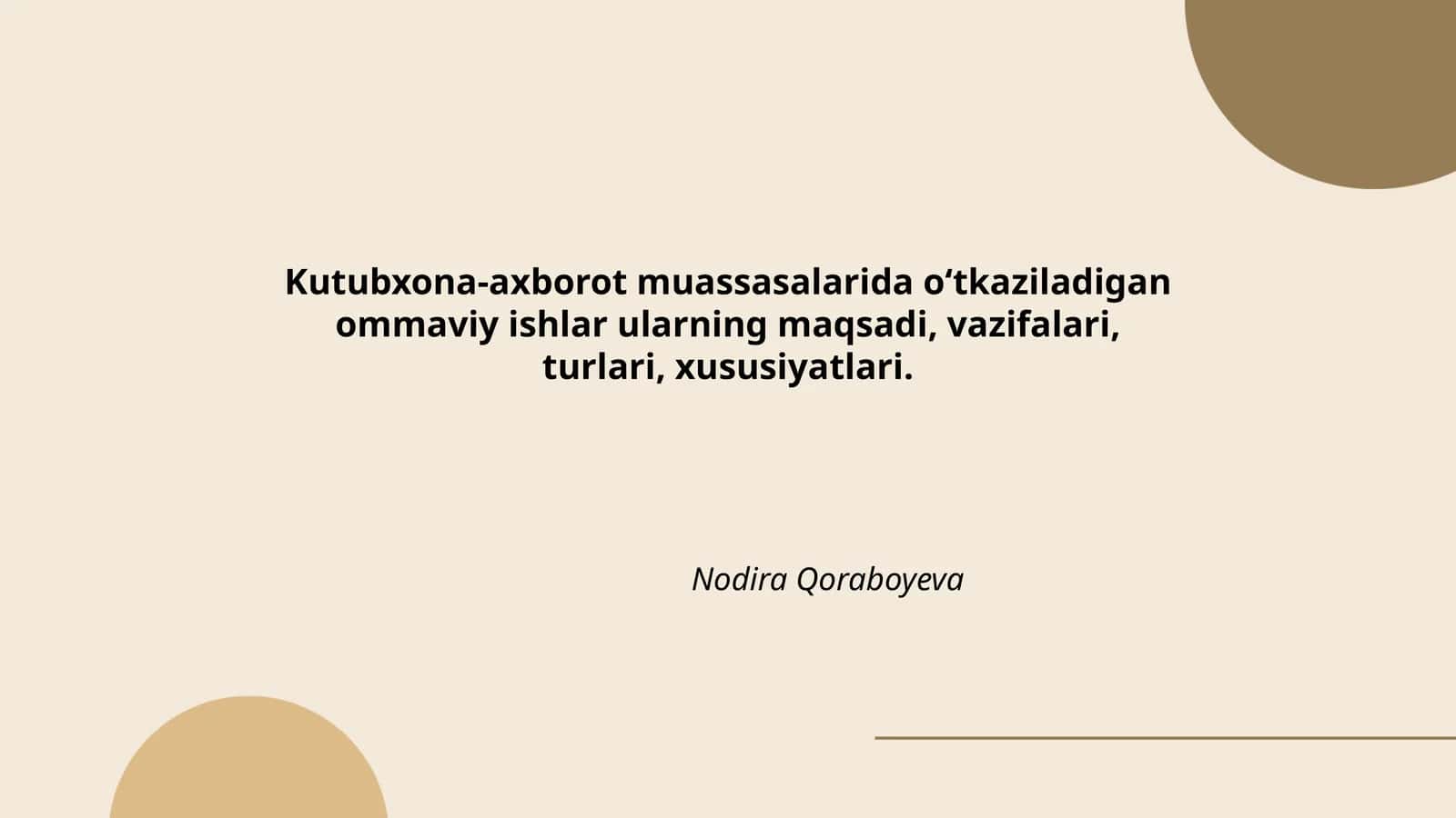 Kutubxona-axborot muassasalarida o‘tkaziladigan ommaviy ishlar