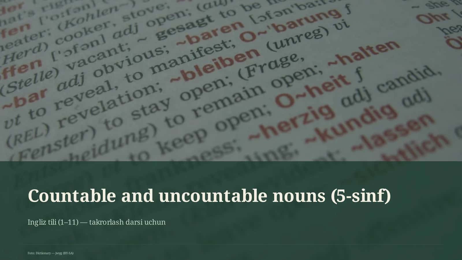 Countable and uncountable nouns (5-sinf)