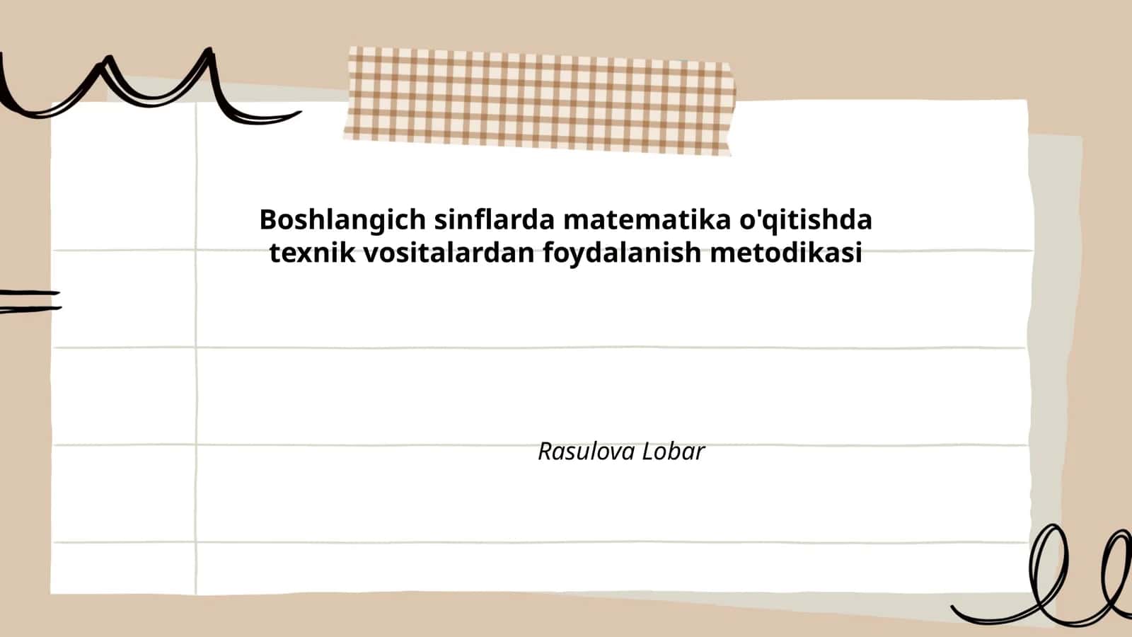 Boshlangich sinflarda matematika o'qitishda texnik vositalardan foydalanish metodikasi