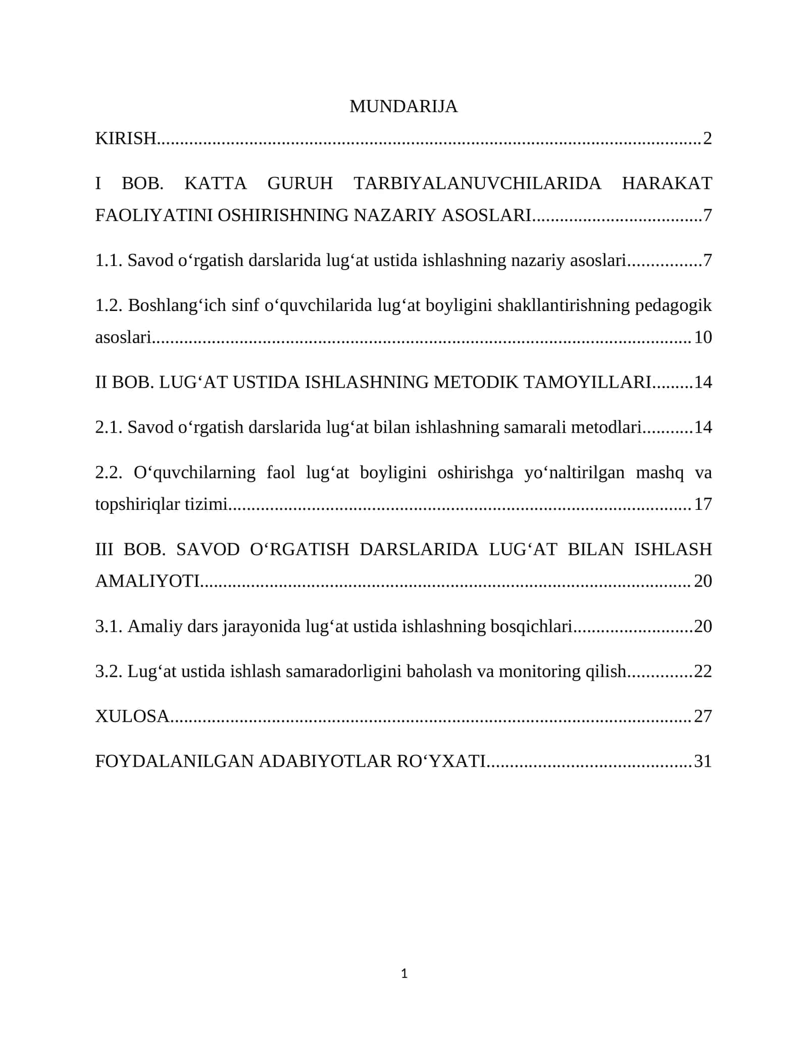SAVOD O‘RGATISH DARSLARI LUG'AT BOYICHA