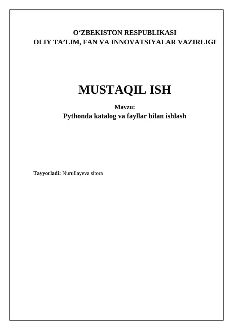 Python-dagi kataloglar va fayllar bilan ishlash