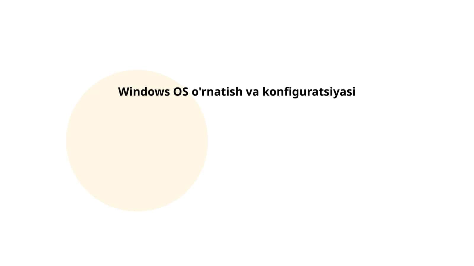 Windows OS o'rnatish va konfiguratsiyasi