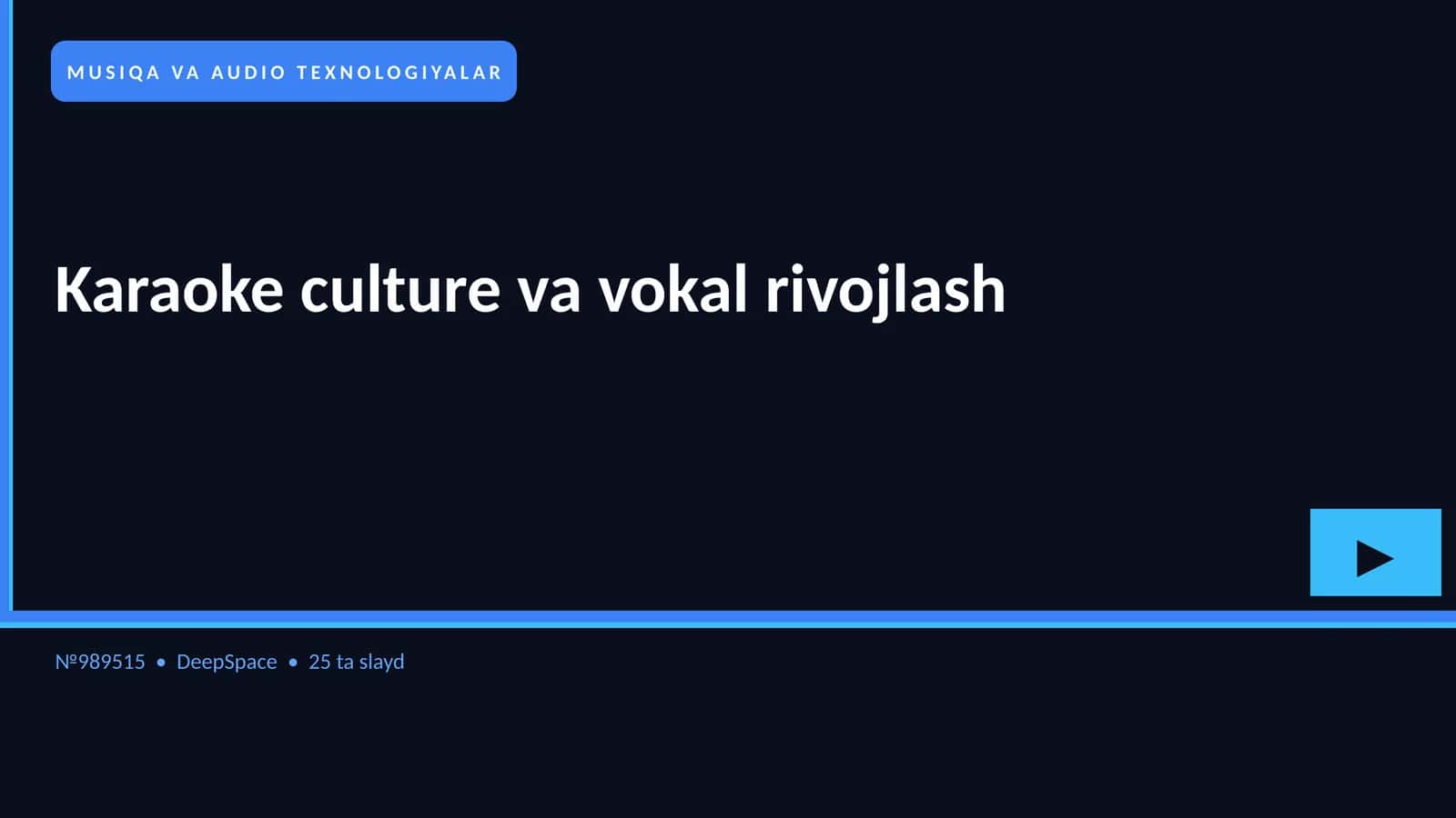 MUSIQA VA AUDIO TEXNOLOGIYALAR