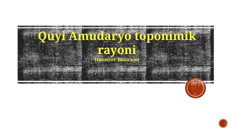 Quyi Amudaryo toponimik rayoni