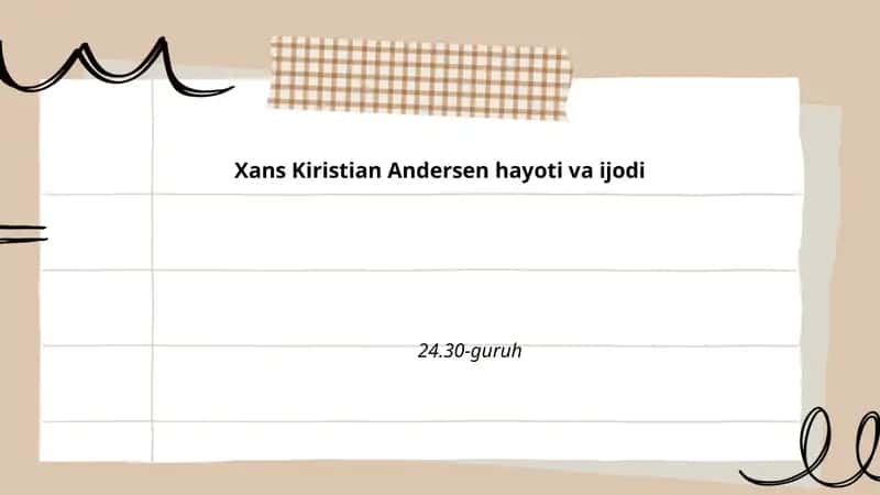 Xans Kiristian Andersen hayoti va ijodi