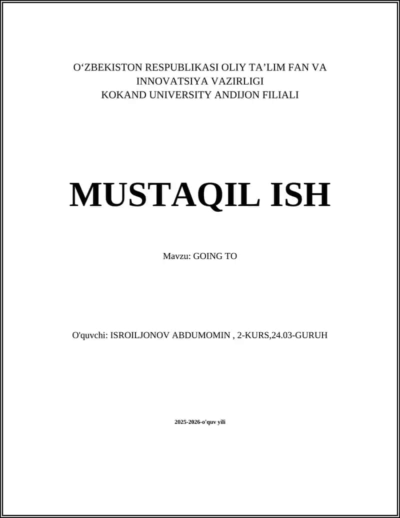 "Going to" tuzilmasi