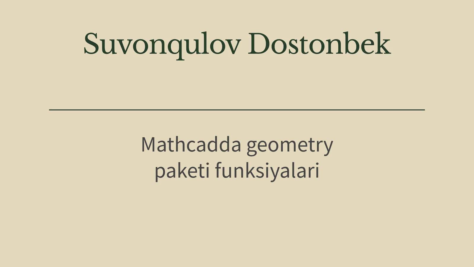 Mathcad’da Geometry Paketi va Uning Funksiyalari