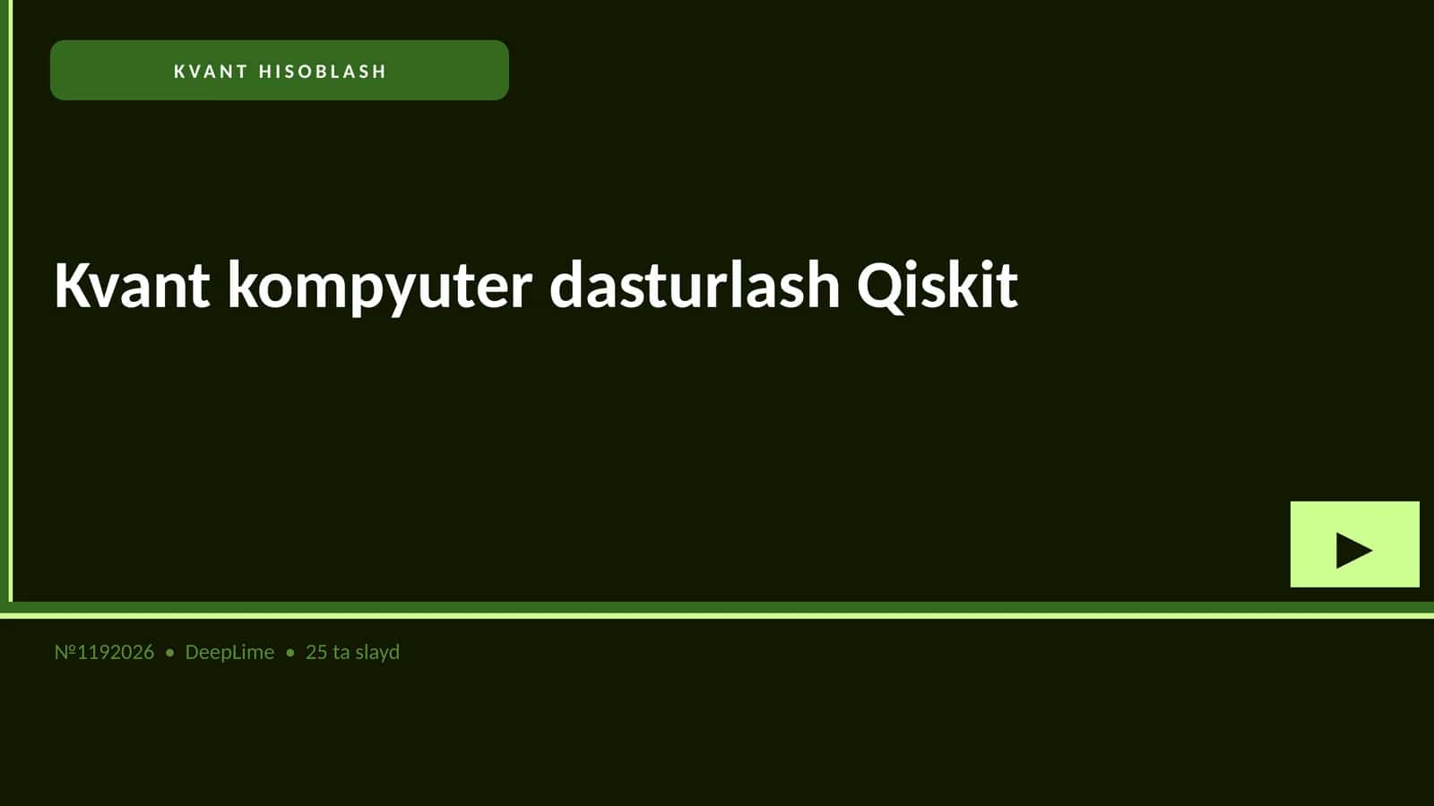 Kvant kompyuter dasturlash Qiskit