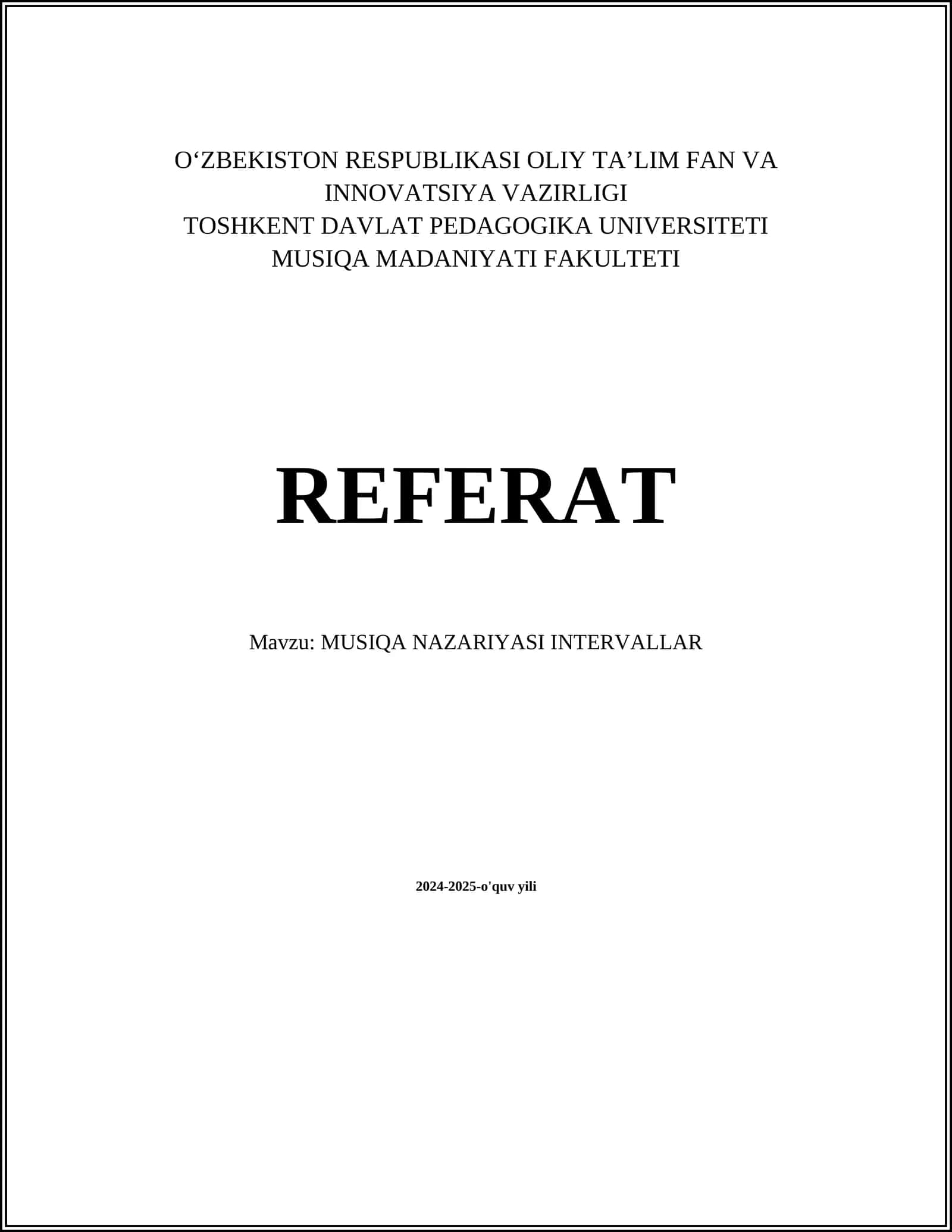 MUSIQA NAZARIYASI INTERVALLAR