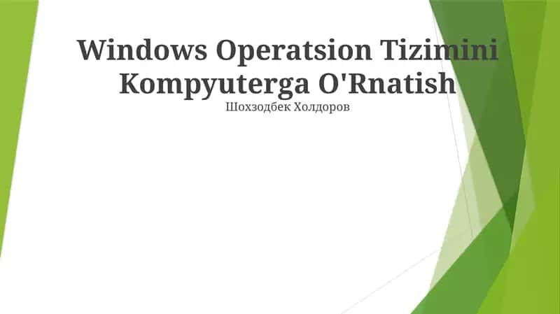 Windows Operatsion Tizimini Kompyuterga O'Rnatish
