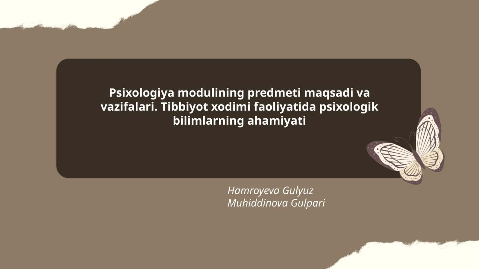 Psixologiya modulining predmeti maqsadi va vazifalari