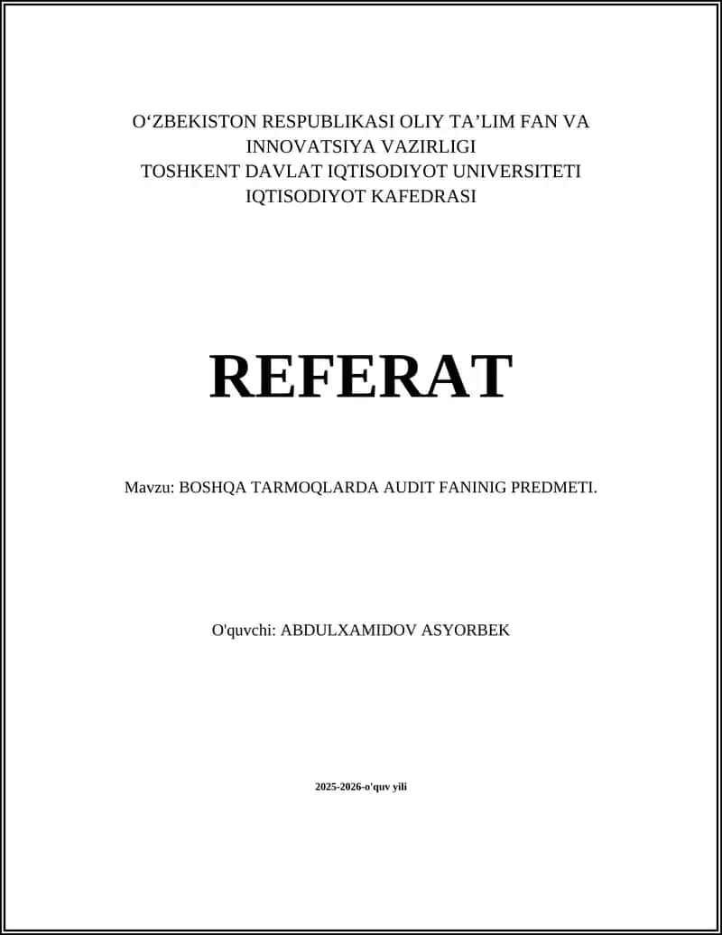 AUDIT FANINING PREDMETI