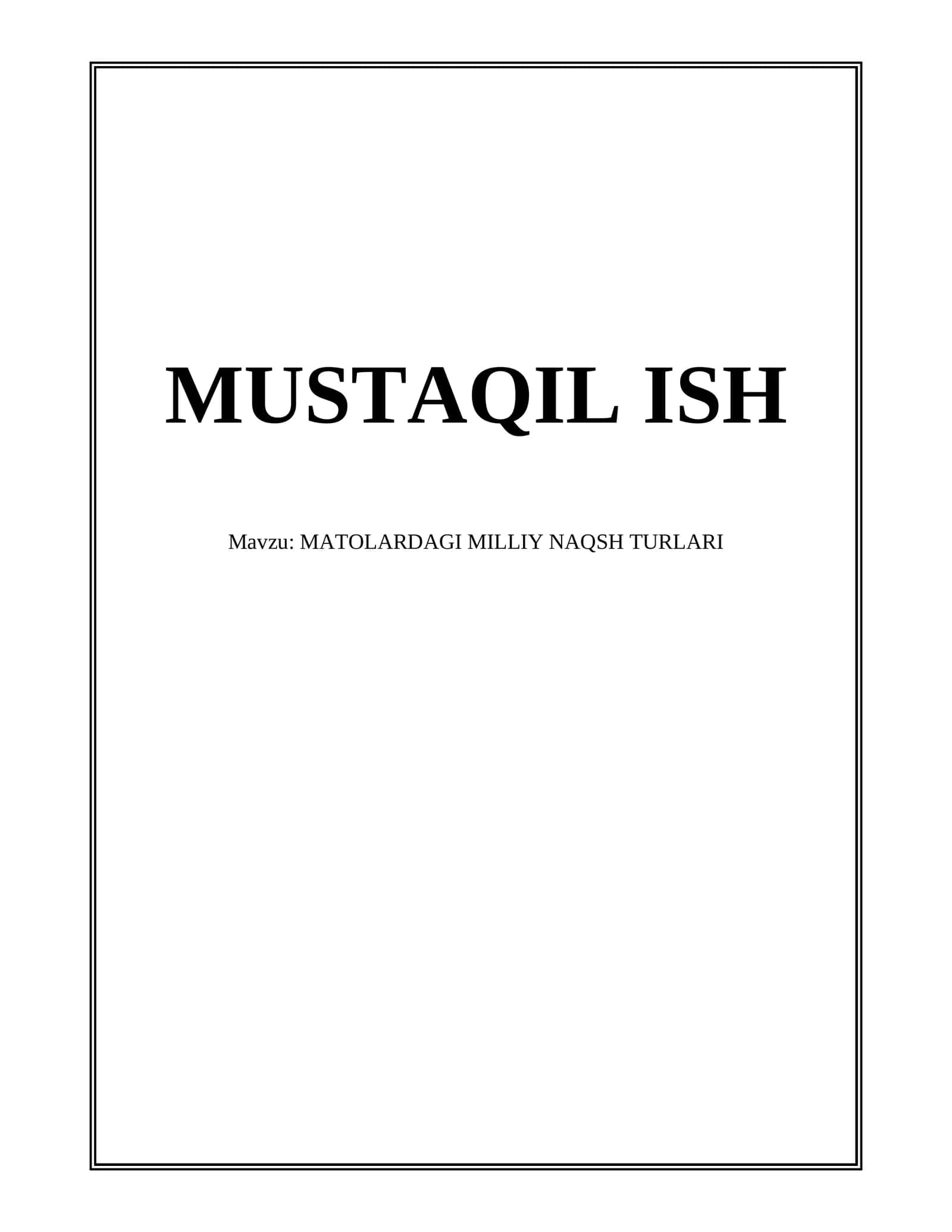 MATOLARDAGI MILLIY NAQSH TURLARI