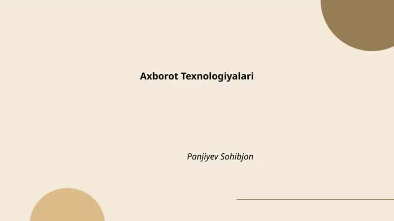 Axborot Texnologiyalari