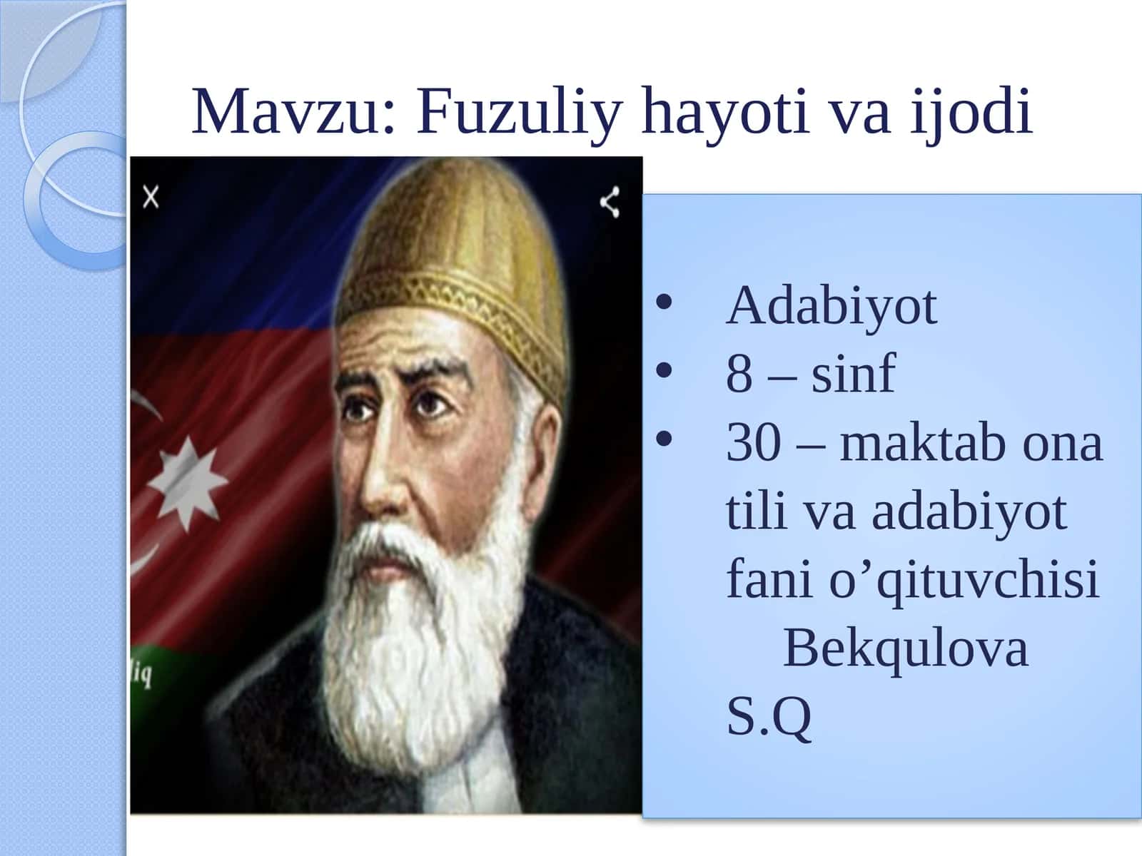 Fuzuliy hayoti va ijodi