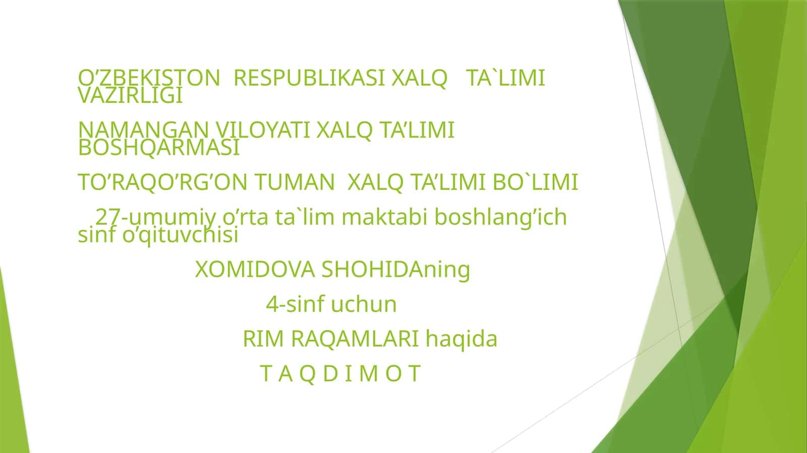 RIM RAQAMLARI NOPOZITSION SANOQ SISTEMASI
