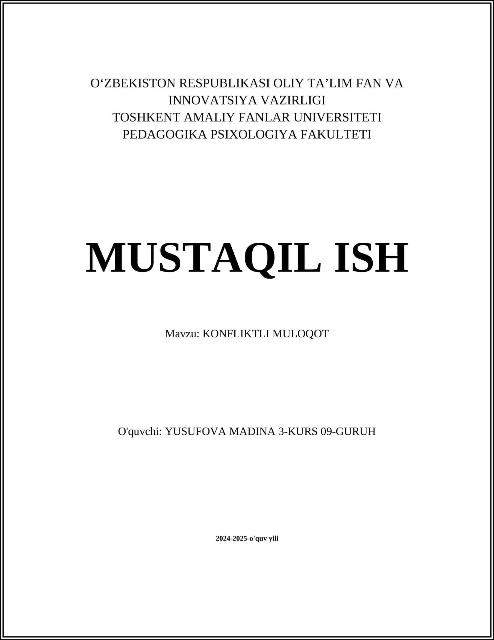KONFLIKTLI MULOQOT