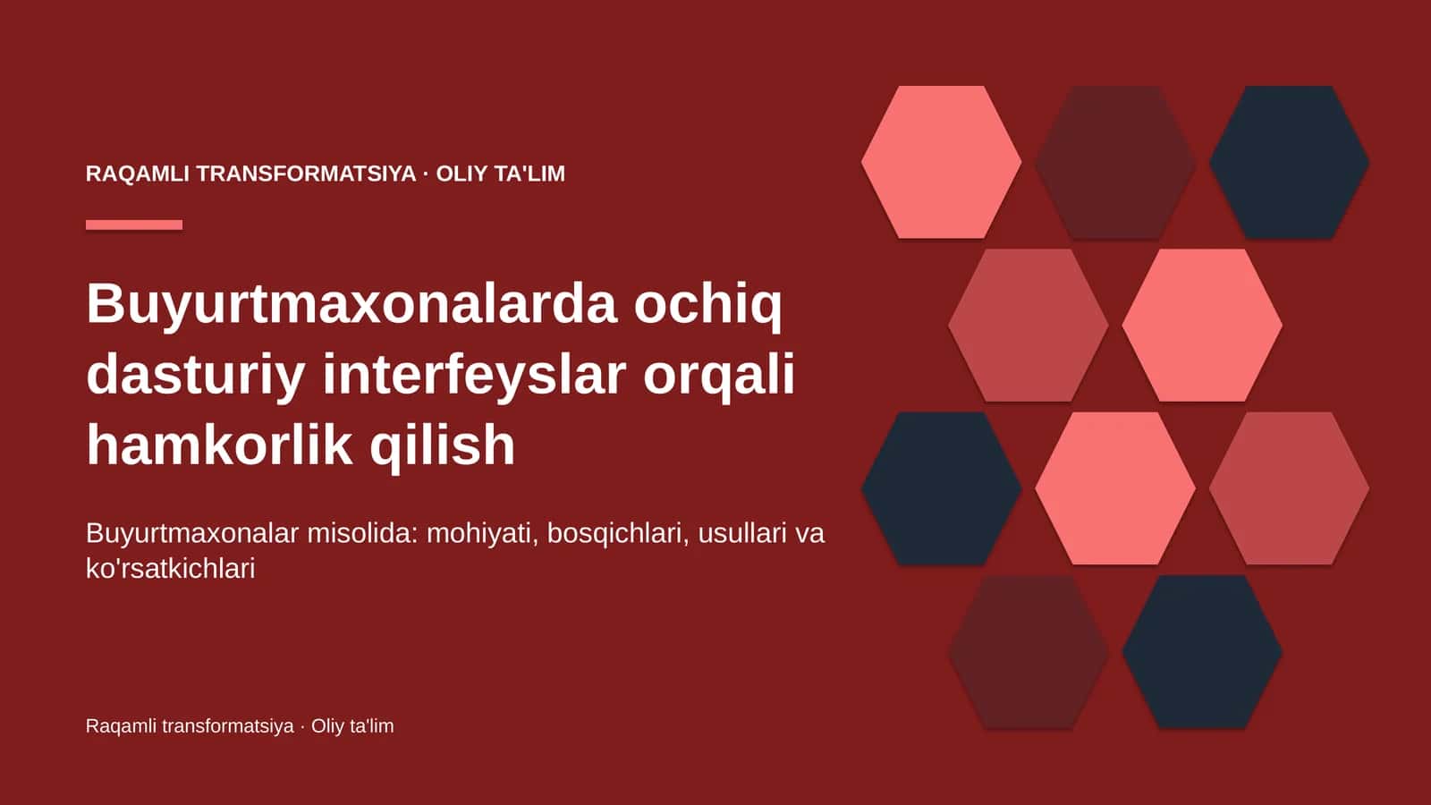 Buyurtmaxonalarda ochiq dasturiy interfeyslar orqali hamkorlik qilish