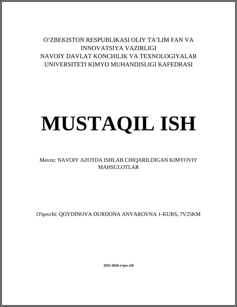 Navoiy Azotda ishlab chiqariladigan ammoniy nitrat