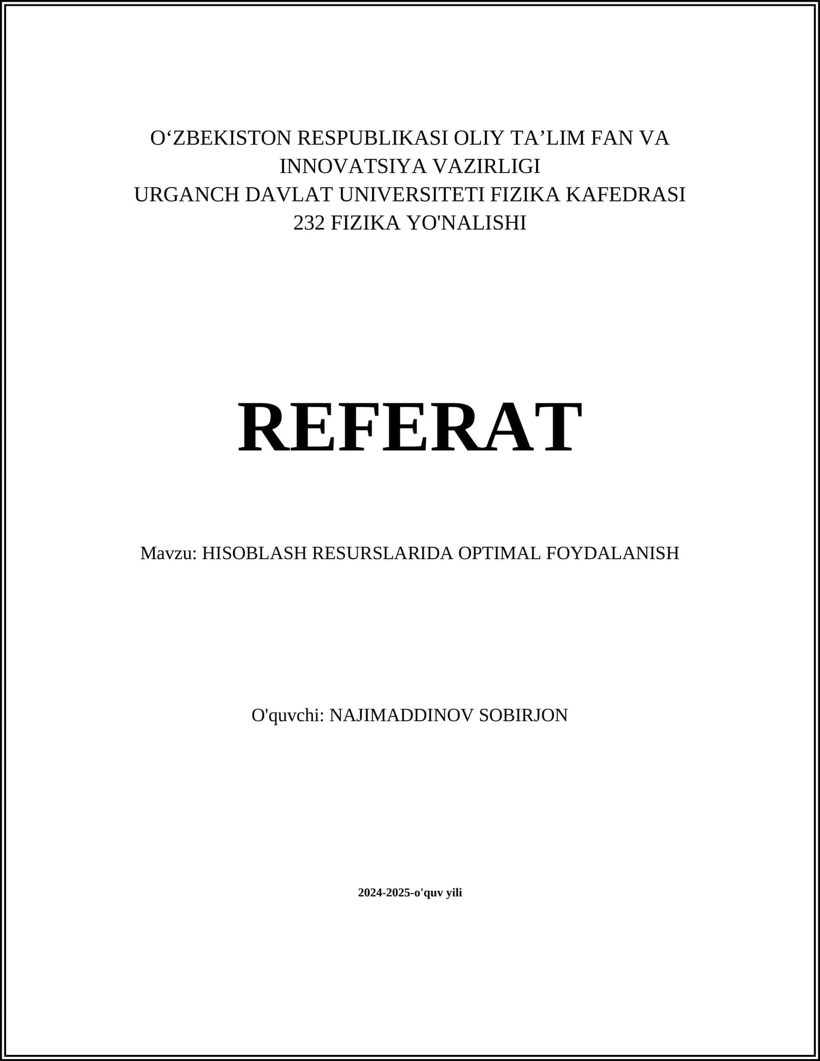 Yer resurslaridan samarali foydalanish