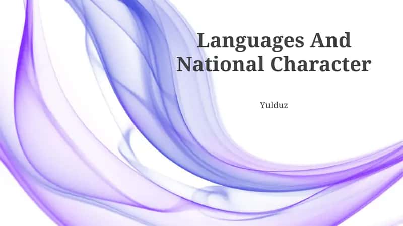 Languages And National Character