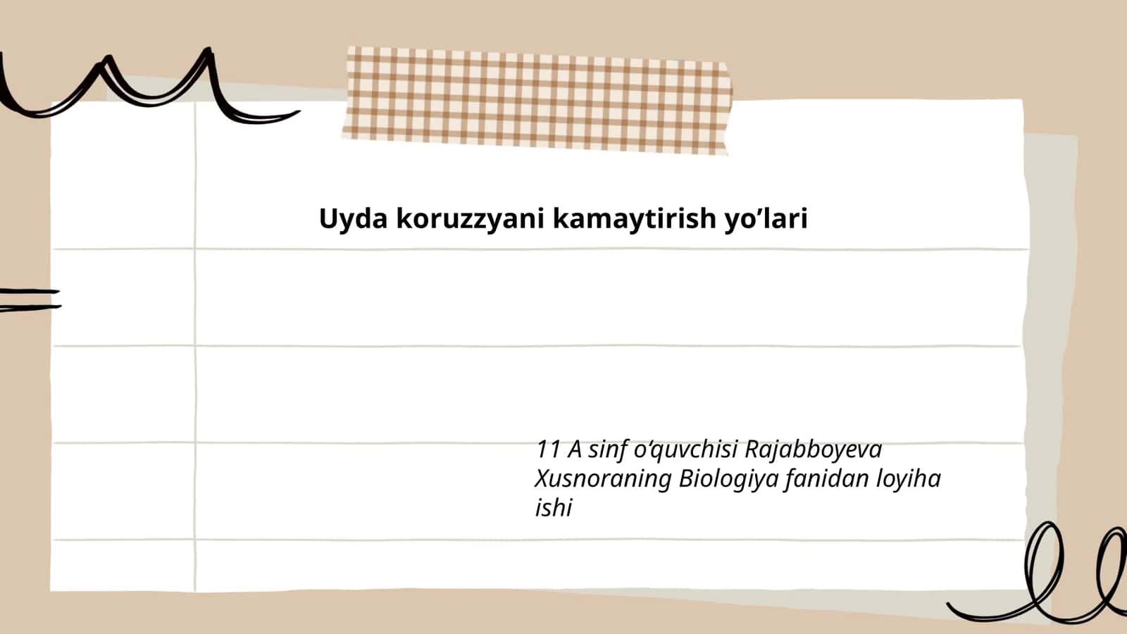 Uyda koruzzani kamaytirish yoʼlari