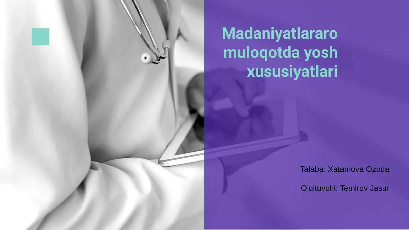 Madaniyatlararo muloqotda yosh xususiyatlari