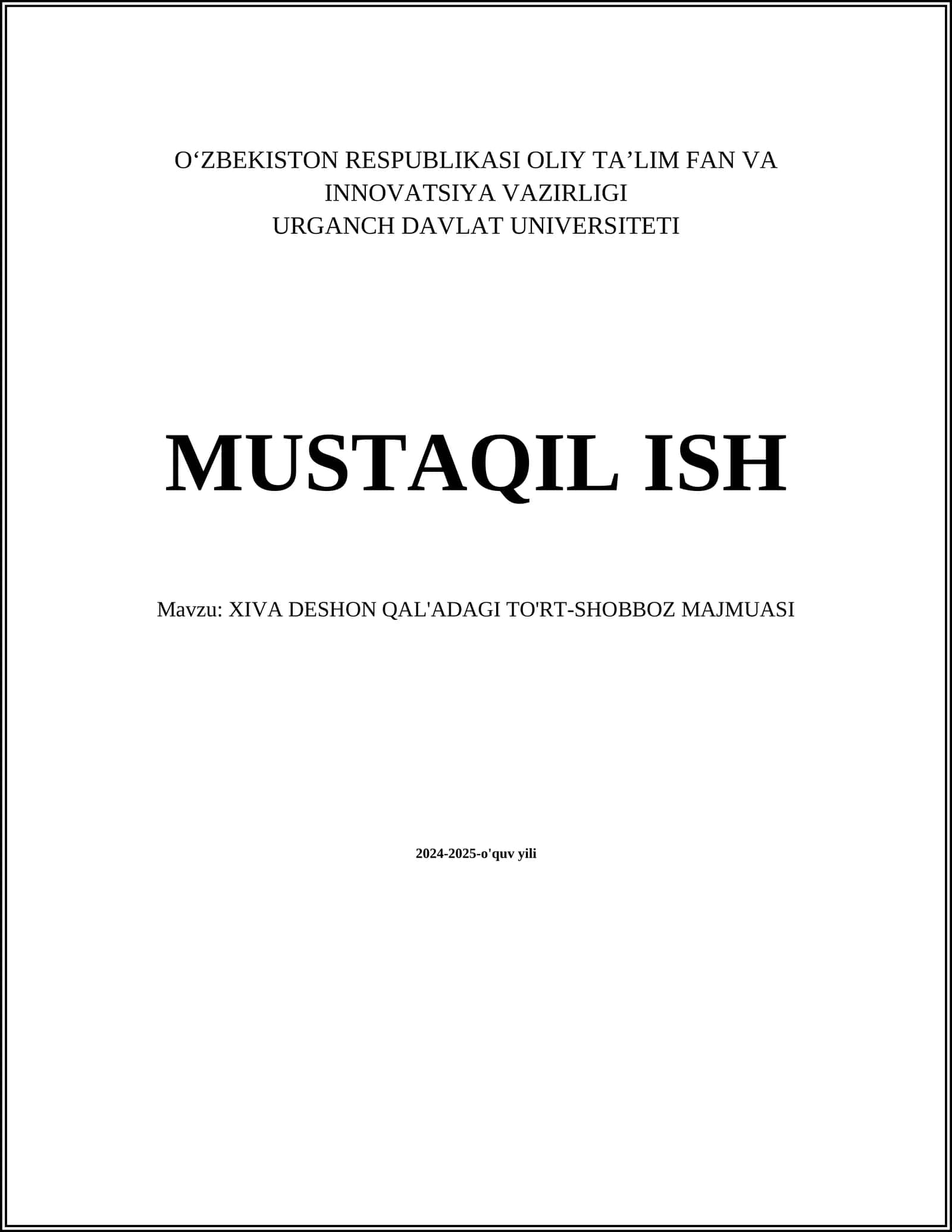 XIVA DESHON QAL'ADAGI TO'RT-SHOBBOZ MAJMUASI