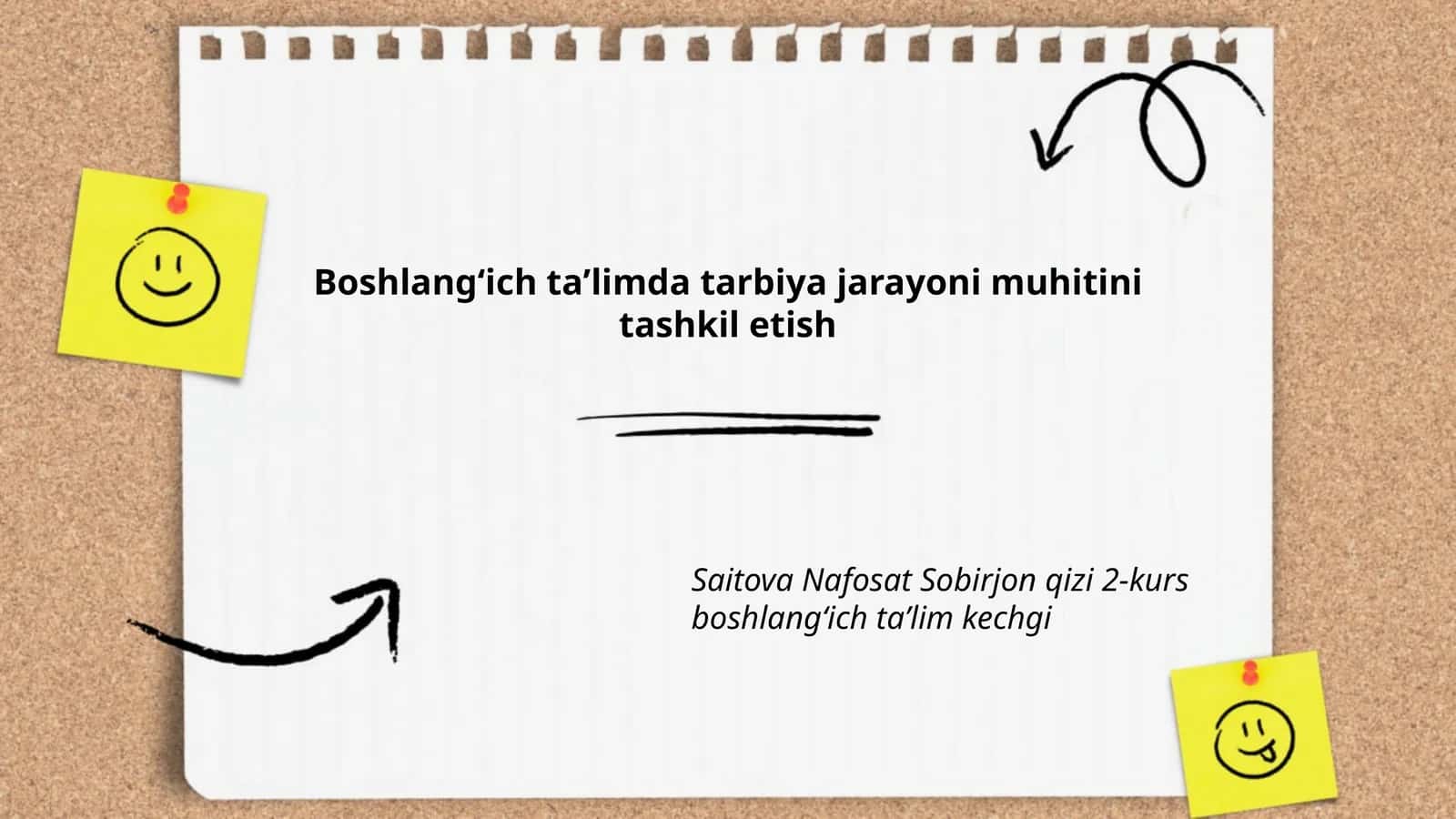 Boshlangʻich taʼlimda tarbiya jarayoni muhitini tashkil etish