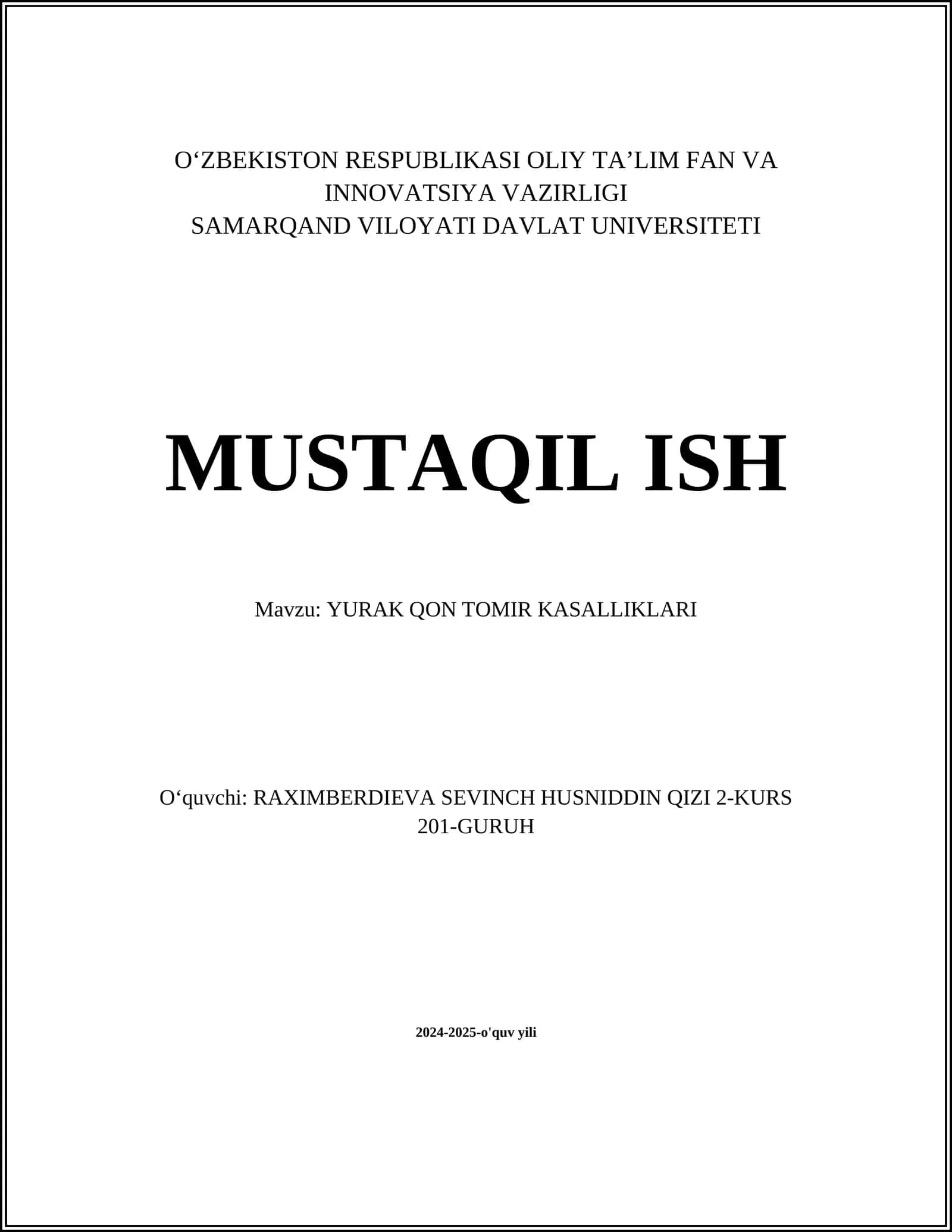 Yurak Qon Tomir Kasalliklari
