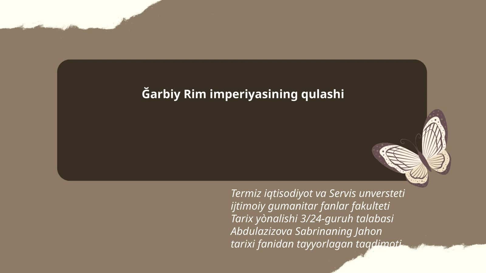 Jahon tarixi fanidan tayyorlagan taqdimot